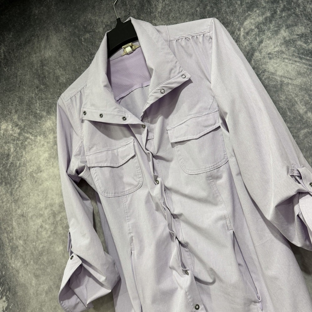 Duluth Trading Co Women’s M Lavender Stretch Utility Hiking Roll Tab Shirt